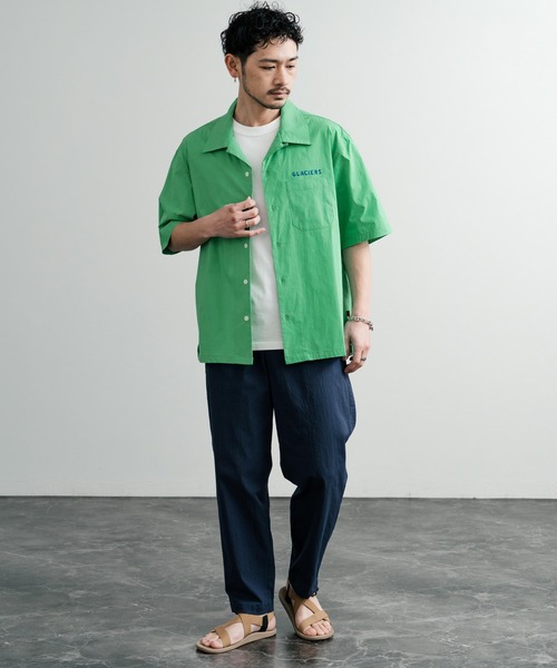 KRIFF MAYER（クリフメイヤー）の「KRIFF MAYER クリフメイヤー オーバーサイズスーベニア刺繍オープンカラー半袖シャツ 2445102（シャツ/ブラウス・メンズ・オフホワイト/ブラック/ピンク/グリーン/マルチ・M/L/XL）」の16枚目の写真