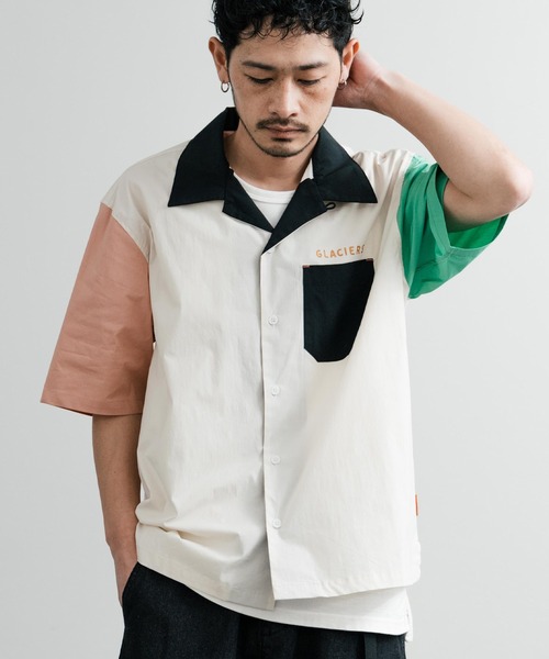 KRIFF MAYER（クリフメイヤー）の「KRIFF MAYER クリフメイヤー オーバーサイズスーベニア刺繍オープンカラー半袖シャツ 2445102（シャツ/ブラウス・メンズ・オフホワイト/ブラック/ピンク/グリーン/マルチ・M/L/XL）」の8枚目の写真