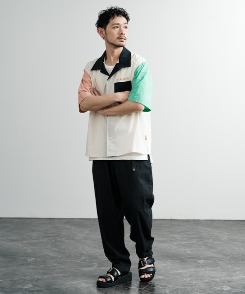 KRIFF MAYER（クリフメイヤー）の「KRIFF MAYER クリフメイヤー オーバーサイズスーベニア刺繍オープンカラー半袖シャツ 2445102（シャツ/ブラウス・メンズ・オフホワイト/ブラック/ピンク/グリーン/マルチ・M/L/XL）」の7枚目の写真