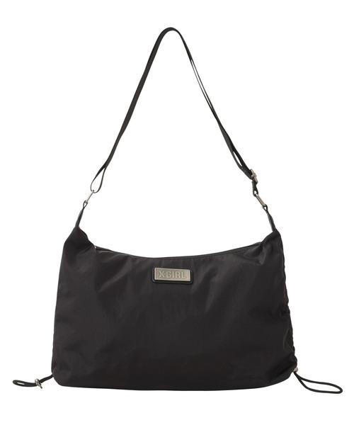 X-girl（エックスガール）の「SIDE DRAWSTRING BAG（ショルダーバッグ・レディース・ブラック/ライトグレー・ONE SIZE）」の3枚目の写真