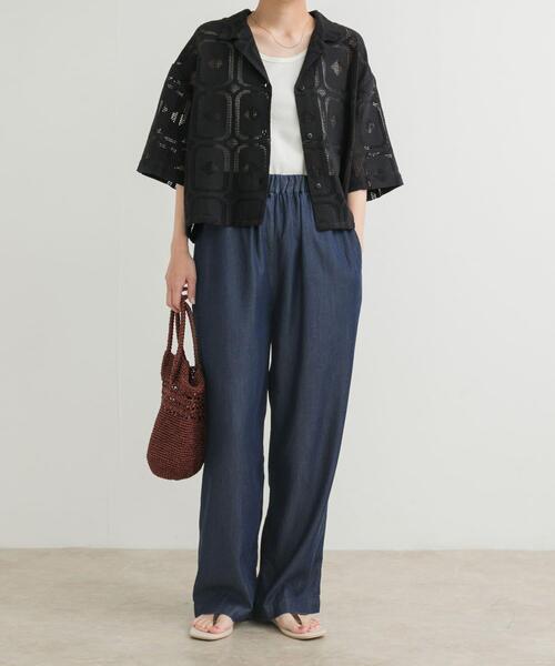 URBAN RESEARCH DOORS（アーバンリサーチドアーズ）の「リヨセルデニムイージーパンツ（デニムパンツ・レディース・インディゴブルー/ブラック・MEDIUM/SMALL）」の3枚目の写真