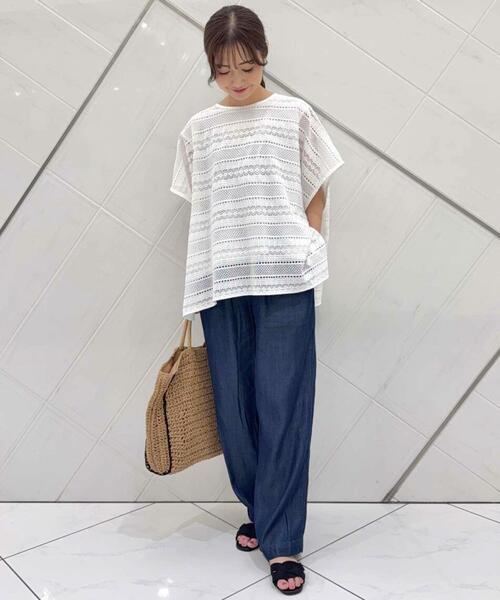 URBAN RESEARCH DOORS（アーバンリサーチドアーズ）の「リヨセルデニムイージーパンツ（デニムパンツ・レディース・インディゴブルー/ブラック・MEDIUM/SMALL）」の12枚目の写真