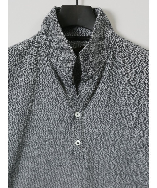 m.f.editorial（エムエフエディトリアル）の「【ウォッシャブル】m.f.エディトリアル メンズリンクスジャガード イタリアンカラー半袖ポロシャツ（ポロシャツ・メンズ・ホワイト/ネイビー/ホワイト×ブラック・X-LARGE/MEDIUM/LARGE）」の7枚目の写真