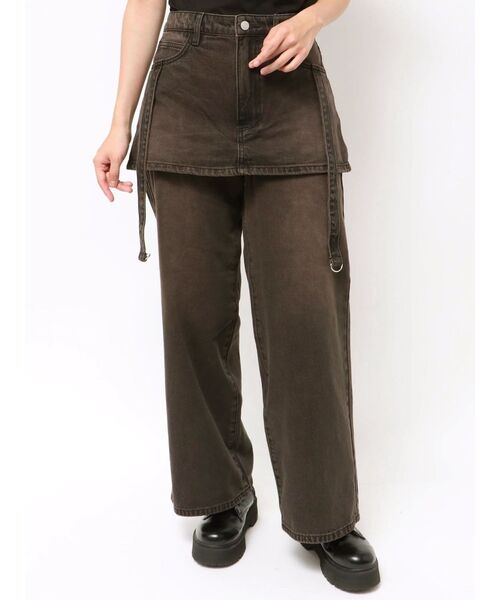 jouetie(ジュエティ)の「スカートドッキングルーズデニムパンツ(デニムパンツ・レディース・ブラウン/ブルー/ブラック・MEDIUM)」の9枚目の写真