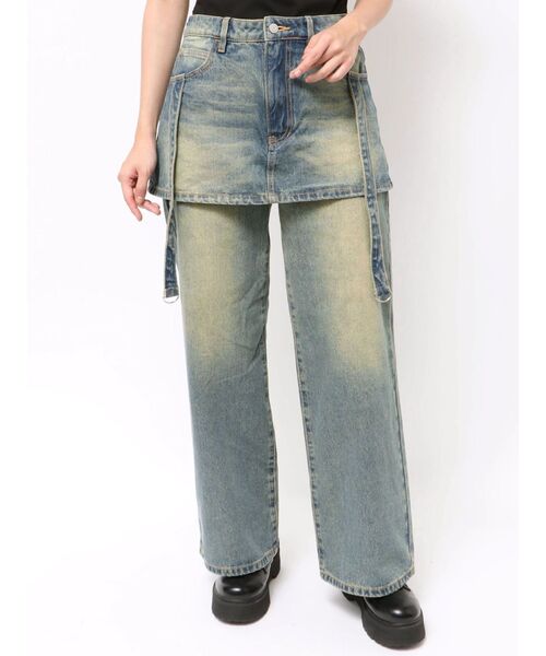 jouetie(ジュエティ)の「スカートドッキングルーズデニムパンツ(デニムパンツ・レディース・ブラウン/ブルー/ブラック・MEDIUM)」の7枚目の写真