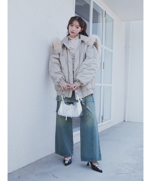 jouetie(ジュエティ)の「スカートドッキングルーズデニムパンツ(デニムパンツ・レディース・ブラウン/ブルー/ブラック・MEDIUM)」の5枚目の写真