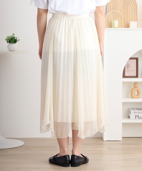 エブール　プリーツスカートシフォンスカート ブルームビジューカラー プリーツスカート | ebure (Women