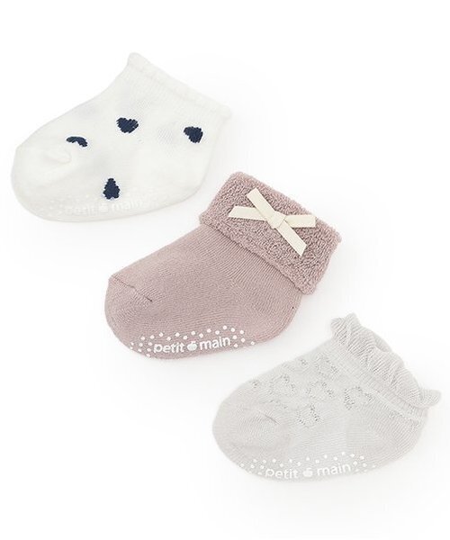 petit main(プティマイン)の「BABY3Pソックス(ベビーシューズ/ベビーソックス・キッズ・ライトピンク/ラベンダー/ネイビー/ライトカーキ・9-11cm/11-13cm)」の3枚目の写真