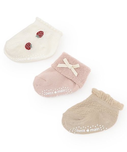petit main(プティマイン)の「BABY3Pソックス(ベビーシューズ/ベビーソックス・キッズ・ライトピンク/ラベンダー/ネイビー/ライトカーキ・9-11cm/11-13cm)」の4枚目の写真