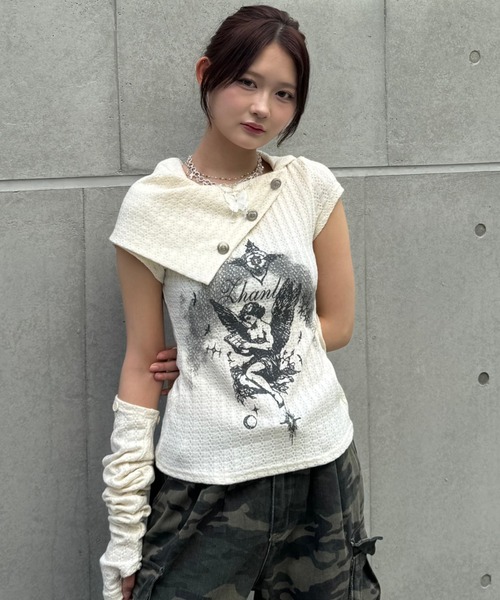 ANTIPAST Madrigal別注　フロックカットソー　未使用美品 セール】Dual angel pattern tops（Tシャツ/カットソー