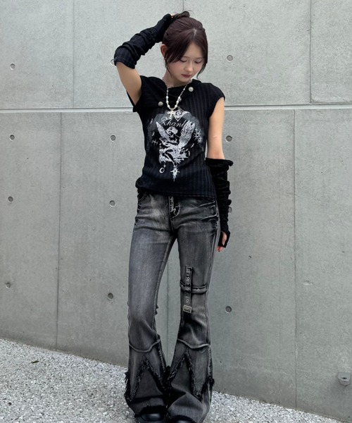 ANTIPAST Madrigal別注　フロックカットソー　未使用美品 セール】Dual angel pattern tops（Tシャツ/カットソー