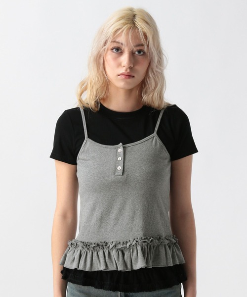 FOREVER 21(フォーエバー トゥエンティーワン)の「【2025SS】キャミレイヤードフリルT(Tシャツ/カットソー・レディース・オフホワイト/グレー/ブラック・FREE)」の13枚目の写真
