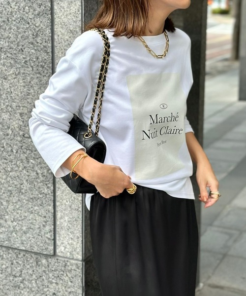 Emma Taylor（エマテイラー）の「アソートプリントロングＴシャツ（Tシャツ/カットソー・レディース・ホワイト系1/スミクロ/ブラック系その他/ホワイト系2・FREE）」の3枚目の写真