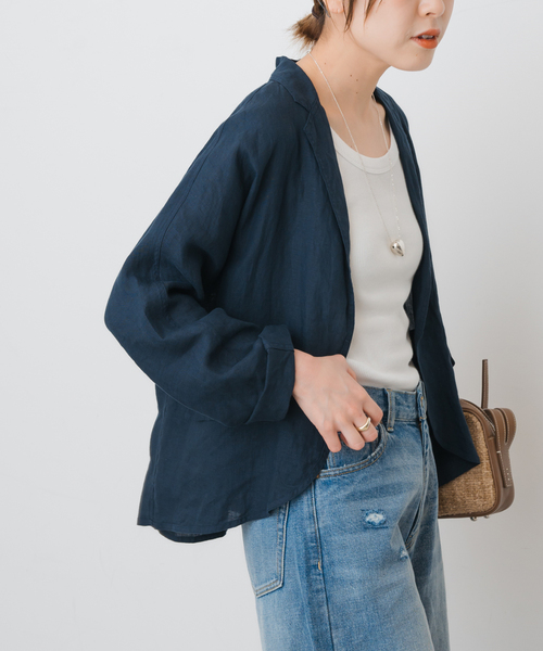 TICCA(ティッカ)の「TICCA / ティッカ 別注リネンシャツジャケット(テーラードジャケット・レディース・グレー/ネイビー・FREE)」の21枚目の写真