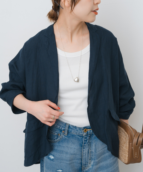 TICCA(ティッカ)の「TICCA / ティッカ 別注リネンシャツジャケット(テーラードジャケット・レディース・グレー/ネイビー・FREE)」の22枚目の写真