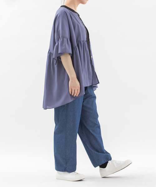 ノップドゥノッド（nop de nod）/Ciel COOL ローンシアーボリュームラッフルブラウス セール】Ciel COOL ローンシアーボリュームラッフルブラウス（シャツ