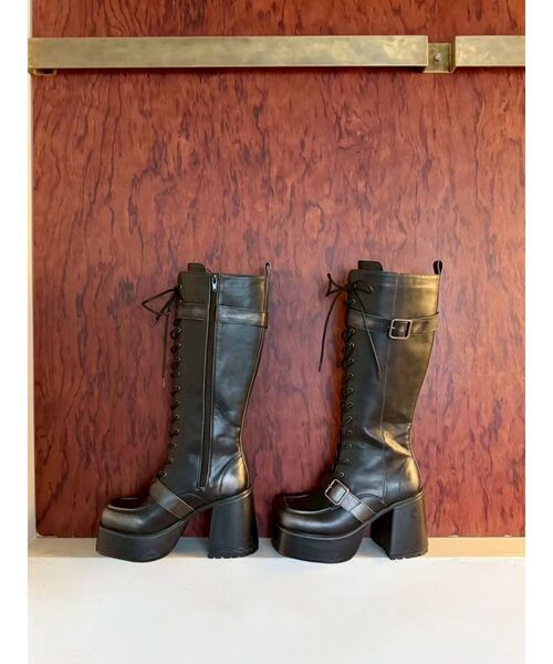 MURUA(ムルーア)の「レースアップベルトロングブーツ(ブーツ・レディース・ブラック/ブラウン・22.5/23.5/24.5)」の7枚目の写真