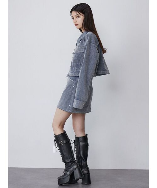 MURUA(ムルーア)の「レースアップベルトロングブーツ(ブーツ・レディース・ブラック/ブラウン・22.5/23.5/24.5)」の9枚目の写真