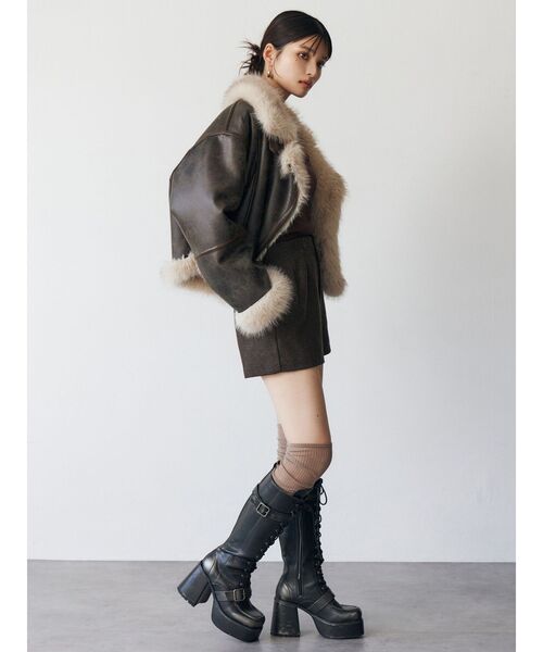 MURUA(ムルーア)の「レースアップベルトロングブーツ(ブーツ・レディース・ブラック/ブラウン・22.5/23.5/24.5)」の17枚目の写真