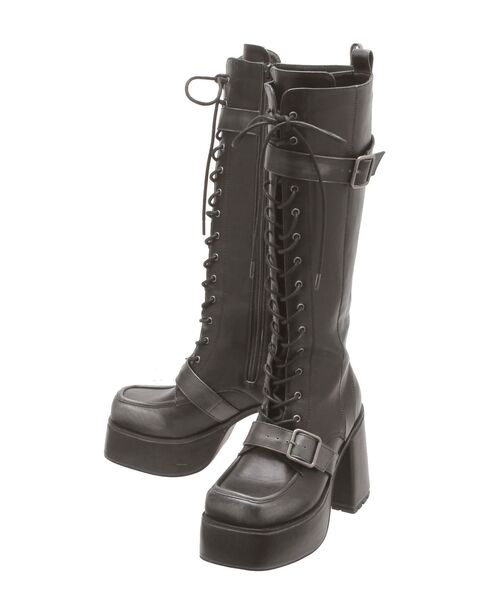 MURUA(ムルーア)の「レースアップベルトロングブーツ(ブーツ・レディース・ブラック/ブラウン・22.5/23.5/24.5)」の5枚目の写真