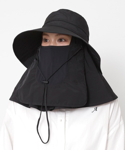 SUN BARRIER 100 ブラック サファリハット 新商品帽子「ウィンドハット」 - UV100