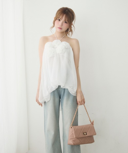 新品✨magda butrym  ローズモチーフホルダーネックトップス　S ローズモチーフホルターネックトップス（シャツ/ブラウス