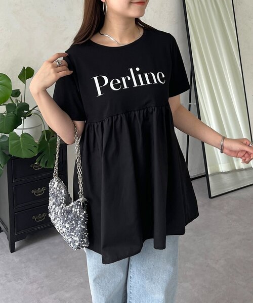 prose verse(プロズヴェール)の「ロゴペプラムTシャツ(Tシャツ/カットソー・レディース・ブラック/オフホワイト・MEDIUM/LARGE)」の2枚目の写真