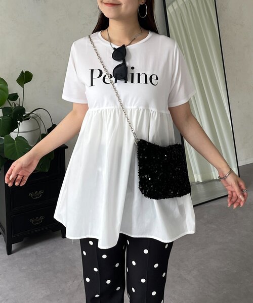 prose verse(プロズヴェール)の「ロゴペプラムTシャツ(Tシャツ/カットソー・レディース・ブラック/オフホワイト・MEDIUM/LARGE)」の4枚目の写真