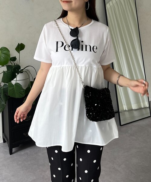 prose verse(プロズヴェール)の「ロゴペプラムTシャツ(Tシャツ/カットソー・レディース・ブラック/オフホワイト・MEDIUM/LARGE)」の8枚目の写真