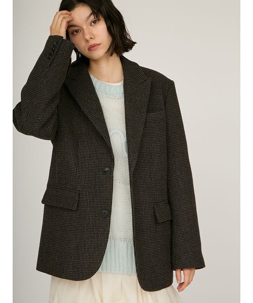 emmi（エミ）の「ウールチェックジャケット（テーラードジャケット・レディース・ブラウン/ダークグレー・0/1）」の6枚目の写真