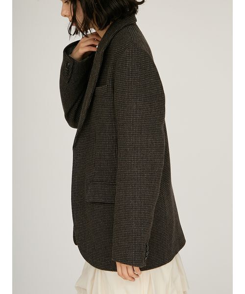 emmi（エミ）の「ウールチェックジャケット（テーラードジャケット・レディース・ブラウン/ダークグレー・0/1）」の8枚目の写真