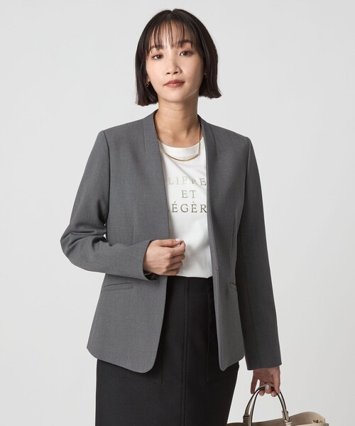 セール】ダブルクロス ノーラペル ジャケット ウォッシャブル