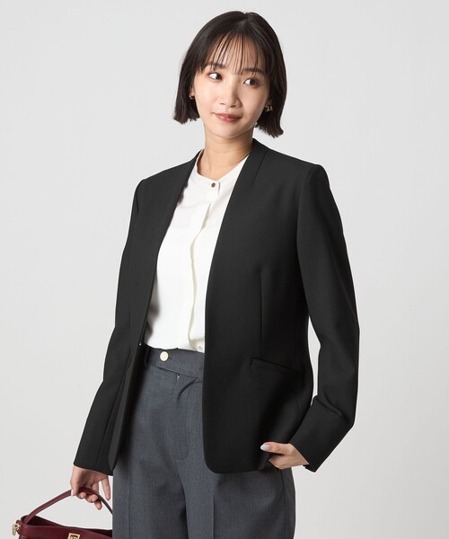 ダブルクロス ノーラペル ジャケット ウォッシャブル ストレッチ（ノー