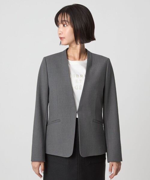 セール】ダブルクロス ノーラペル ジャケット ウォッシャブル