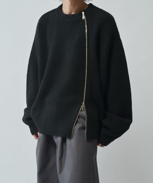 Neucon/ニューコン】ツイストZIPデザインオーバサイズクルーネック