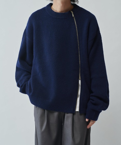 Neucon/ニューコン】ツイストZIPデザインオーバサイズクルーネック