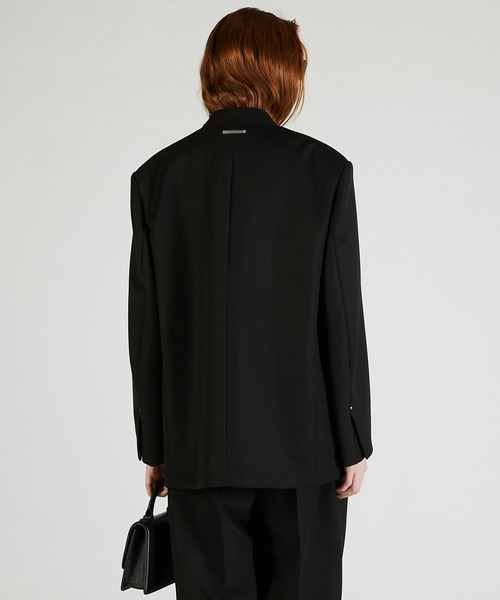 PRANK PROJECT（プランクプロジェクト）の「ノーカラービッグジャケット / No Collar Big Jacket（ノーカラージャケット・レディース・グレー/ブラック・FREE）」の4枚目の写真