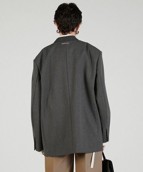 PRANK PROJECT（プランクプロジェクト）の「ノーカラービッグジャケット / No Collar Big Jacket（ノーカラージャケット・レディース・グレー/ブラック・FREE）」の20枚目の写真