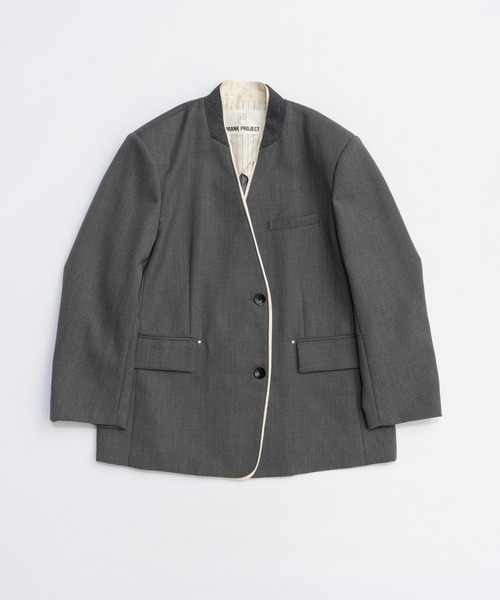 PRANK PROJECT（プランクプロジェクト）の「ノーカラービッグジャケット / No Collar Big Jacket（ノーカラージャケット・レディース・グレー/ブラック・FREE）」の17枚目の写真