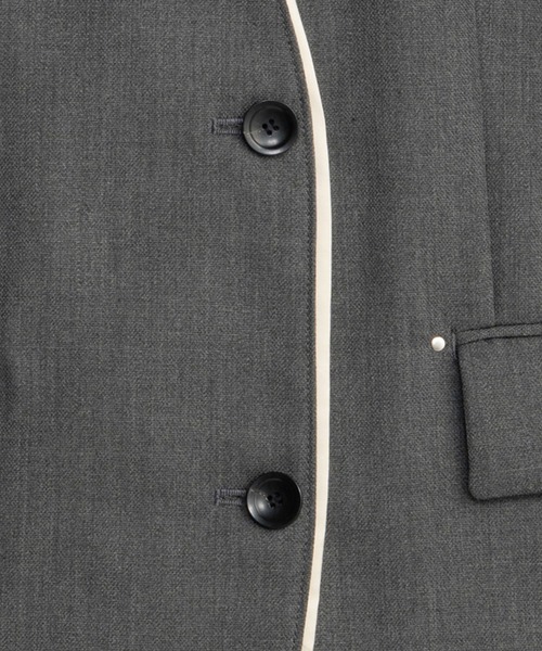 PRANK PROJECT（プランクプロジェクト）の「ノーカラービッグジャケット / No Collar Big Jacket（ノーカラージャケット・レディース・グレー/ブラック・FREE）」の10枚目の写真