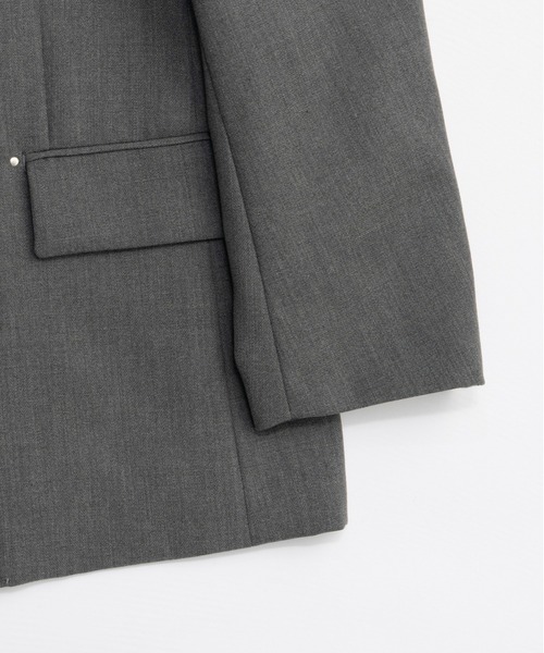 PRANK PROJECT（プランクプロジェクト）の「ノーカラービッグジャケット / No Collar Big Jacket（ノーカラージャケット・レディース・グレー/ブラック・FREE）」の13枚目の写真