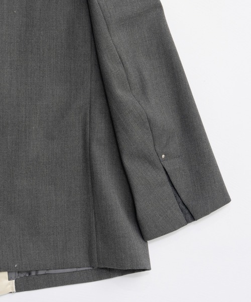 PRANK PROJECT（プランクプロジェクト）の「ノーカラービッグジャケット / No Collar Big Jacket（ノーカラージャケット・レディース・グレー/ブラック・FREE）」の12枚目の写真