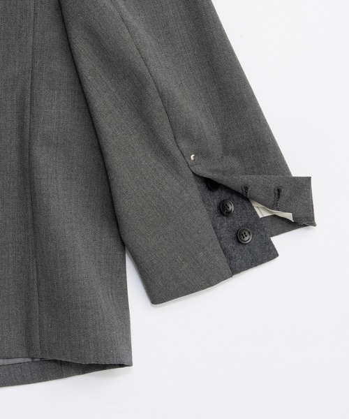 PRANK PROJECT（プランクプロジェクト）の「ノーカラービッグジャケット / No Collar Big Jacket（ノーカラージャケット・レディース・グレー/ブラック・FREE）」の11枚目の写真