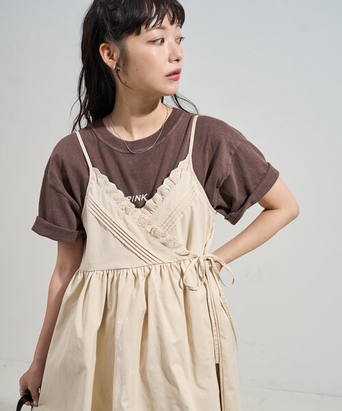 FREAK'S STORE(フリークスストア)の「レースギャザーカシュクールチュニック<セットアップ対応>(チュニック・レディース・オフホワイト/ブルー/ブラック/オリーブ・フリ-)」の1枚目の写真