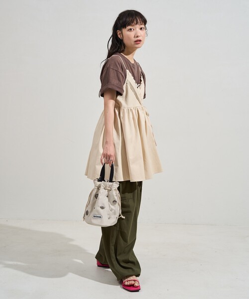 FREAK'S STORE(フリークスストア)の「レースギャザーカシュクールチュニック<セットアップ対応>(チュニック・レディース・オフホワイト/ブルー/ブラック/オリーブ・フリ-)」の6枚目の写真