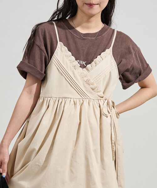 FREAK'S STORE(フリークスストア)の「レースギャザーカシュクールチュニック<セットアップ対応>(チュニック・レディース・オフホワイト/ブルー/ブラック/オリーブ・フリ-)」の9枚目の写真