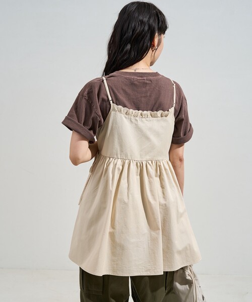 FREAK'S STORE(フリークスストア)の「レースギャザーカシュクールチュニック<セットアップ対応>(チュニック・レディース・オフホワイト/ブルー/ブラック/オリーブ・フリ-)」の11枚目の写真