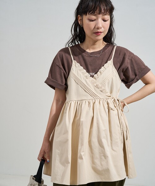 FREAK'S STORE(フリークスストア)の「レースギャザーカシュクールチュニック<セットアップ対応>(チュニック・レディース・オフホワイト/ブルー/ブラック/オリーブ・フリ-)」の13枚目の写真
