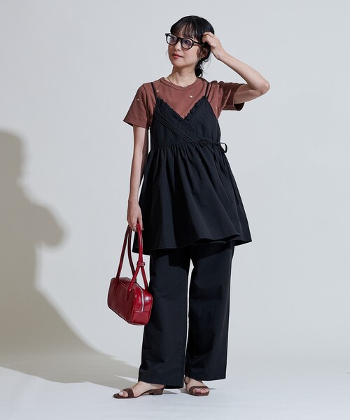 FREAK'S STORE(フリークスストア)の「レースギャザーカシュクールチュニック<セットアップ対応>(チュニック・レディース・オフホワイト/ブルー/ブラック/オリーブ・フリ-)」の17枚目の写真