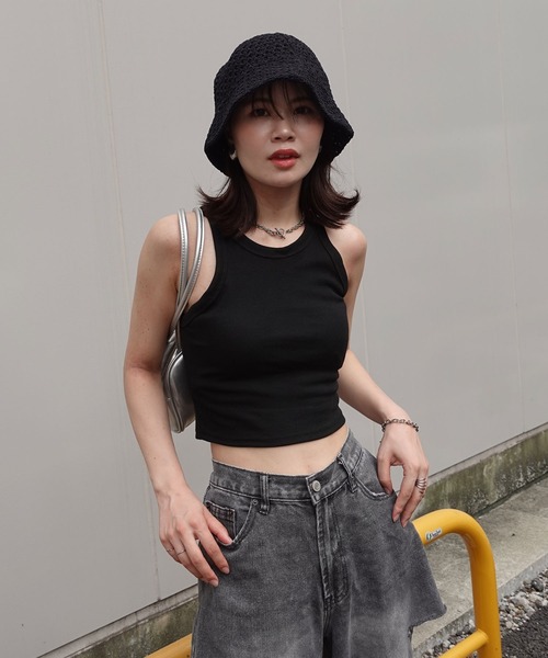 CORNERS（コーナーズ）の「アメスリショートタンク（タンクトップ・レディース・グレー/ホワイト/ブラック・M）」の3枚目の写真